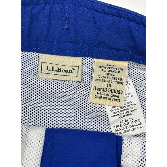 L.L. Bean Boys Light and Dark Blue Drawstring Swim Shorts with Mesh Lining - Picture 4 of 9